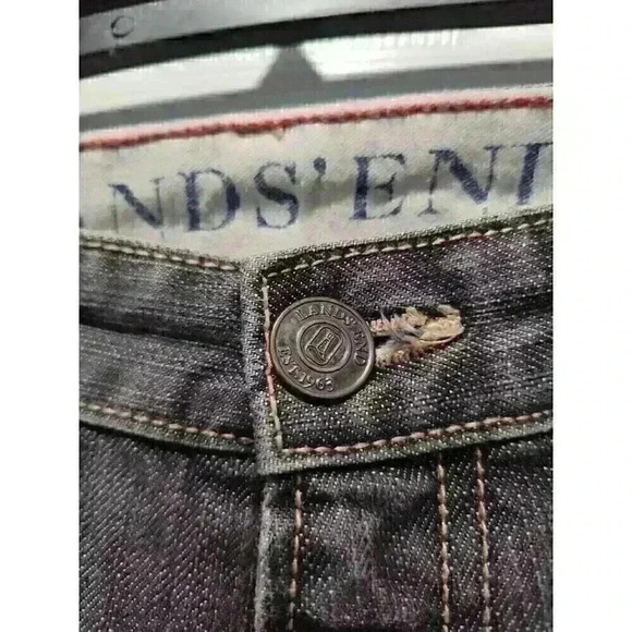 EXC Lands' End Black Traditional Fit Tapered Leg Denim Jeans Men's Size 37x32 - Picture 6 of 11